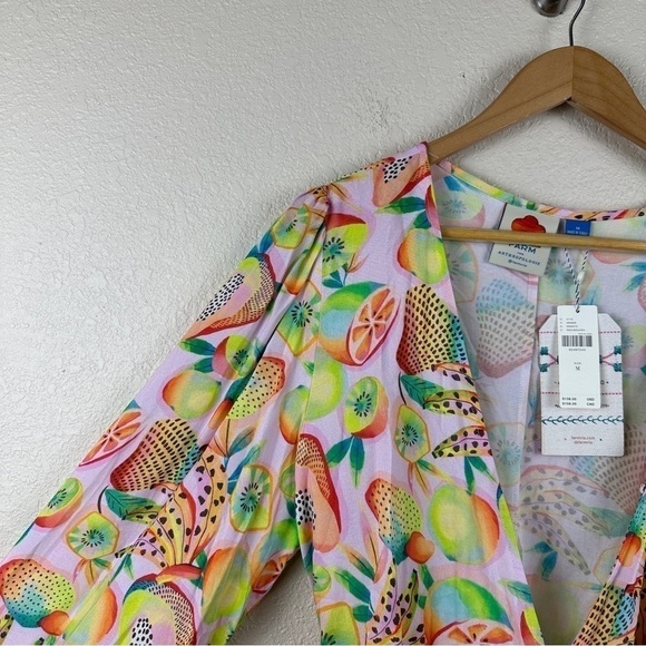 Farm Rio Anthropologie Rainforest Wrap Tropical Fruit Print Top Size Medium - Picture 4 of 16